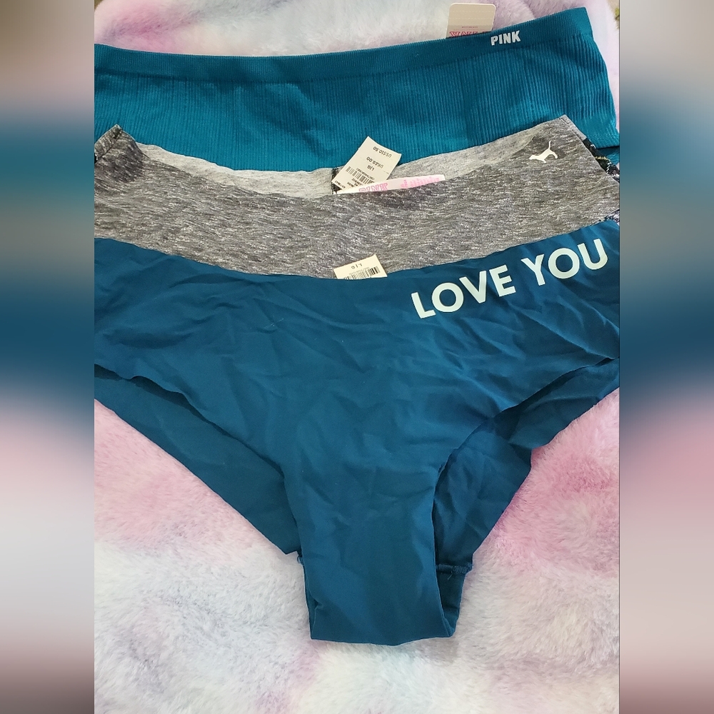 Teal and Gray 3 Panty Sets Size LARGE Pink By VS